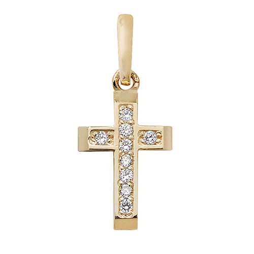 9CT GOLD CZ CROSS PENDANT