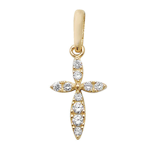 9CT GOLD CZ CROSS PENDANT