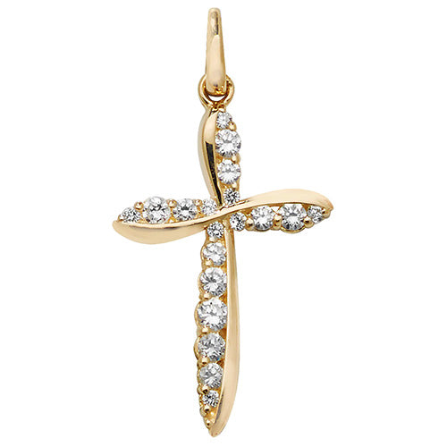 9CT GOLD CZ CROSS PENDANT