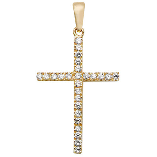 9CT GOLD CZ CROSS PENDANT