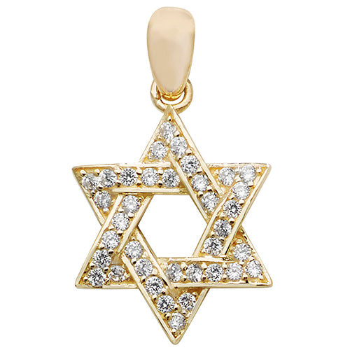 9CT GOLD CZ STAR OF DAVID PENDANT