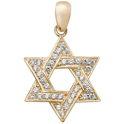 9CT GOLD CZ STAR OF DAVID PENDANT