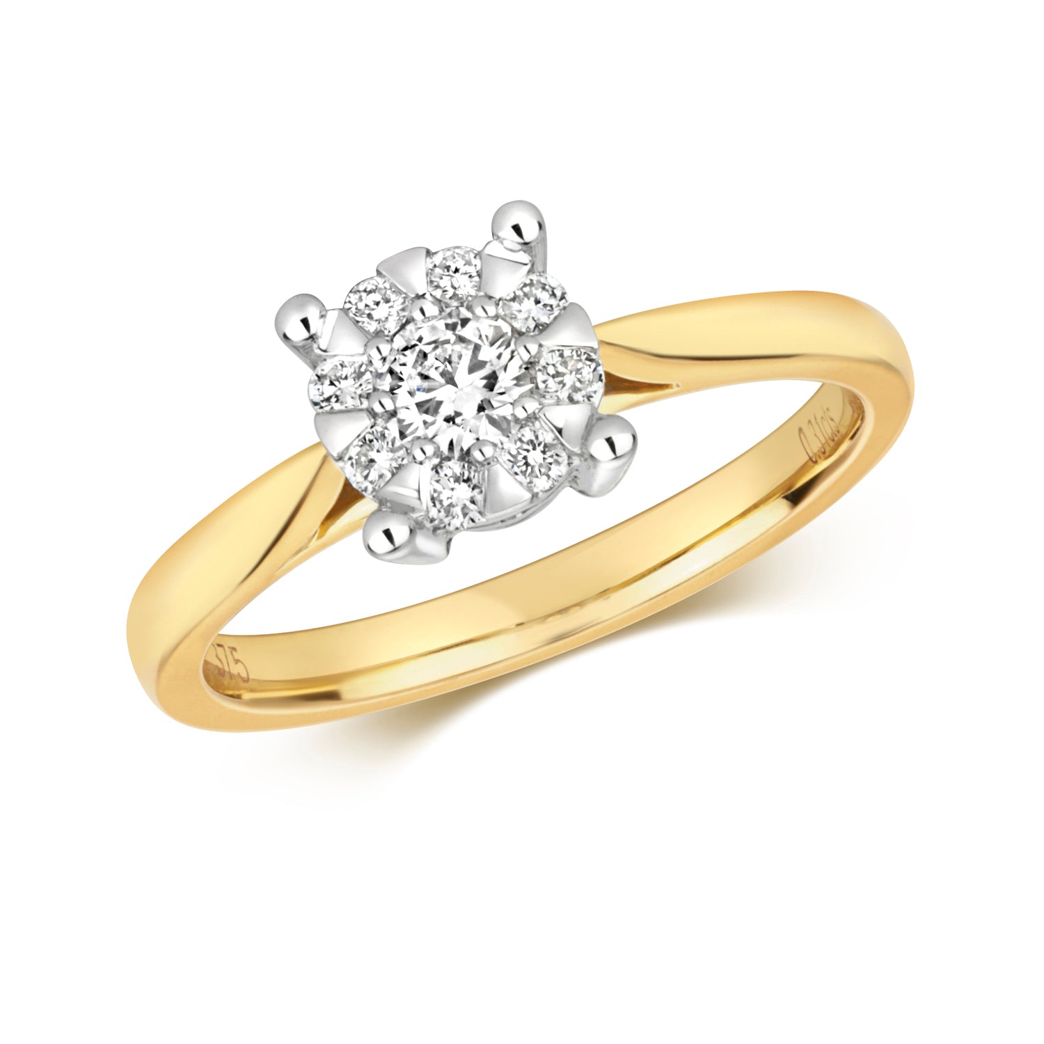 DIAMOND BRILLIANT SET ENGAGEMENT RING IN 9CT GOLD