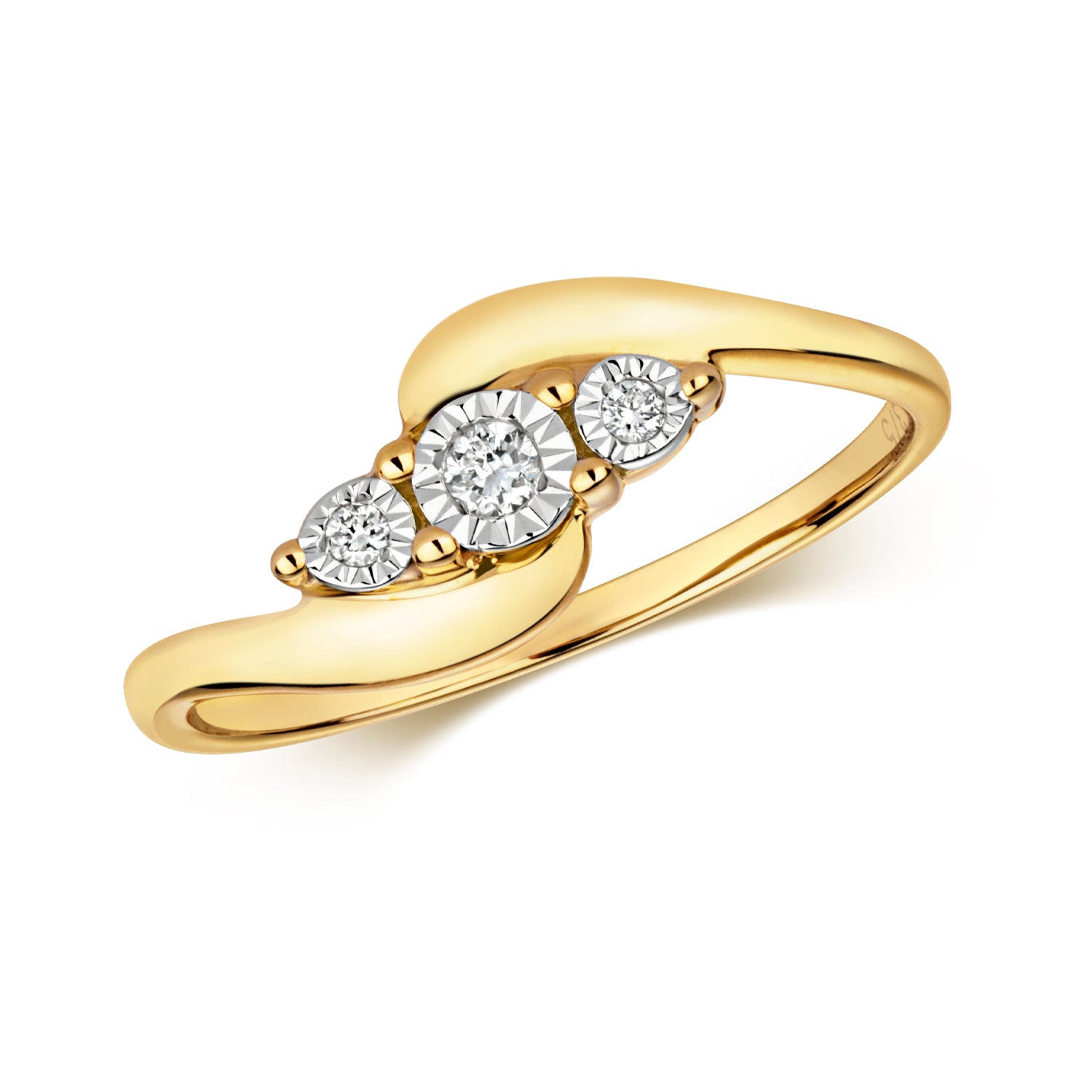 DIAMOND ILLUSION SET CROSSOVER TRILOGY RING IN 9CT GOLD