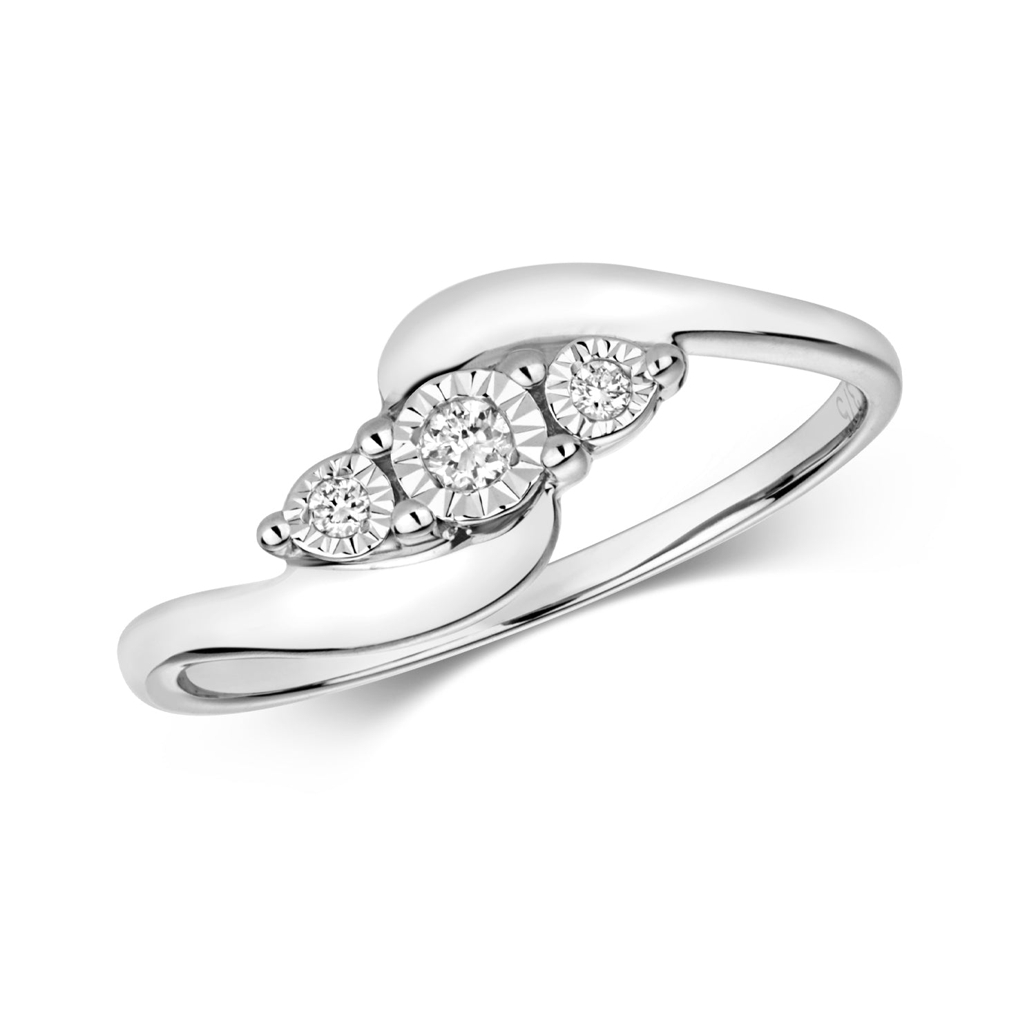 DIAMOND ILLUSION SET CROSSOVER TRILOGY RING IN 9CT WHITE GOLD
