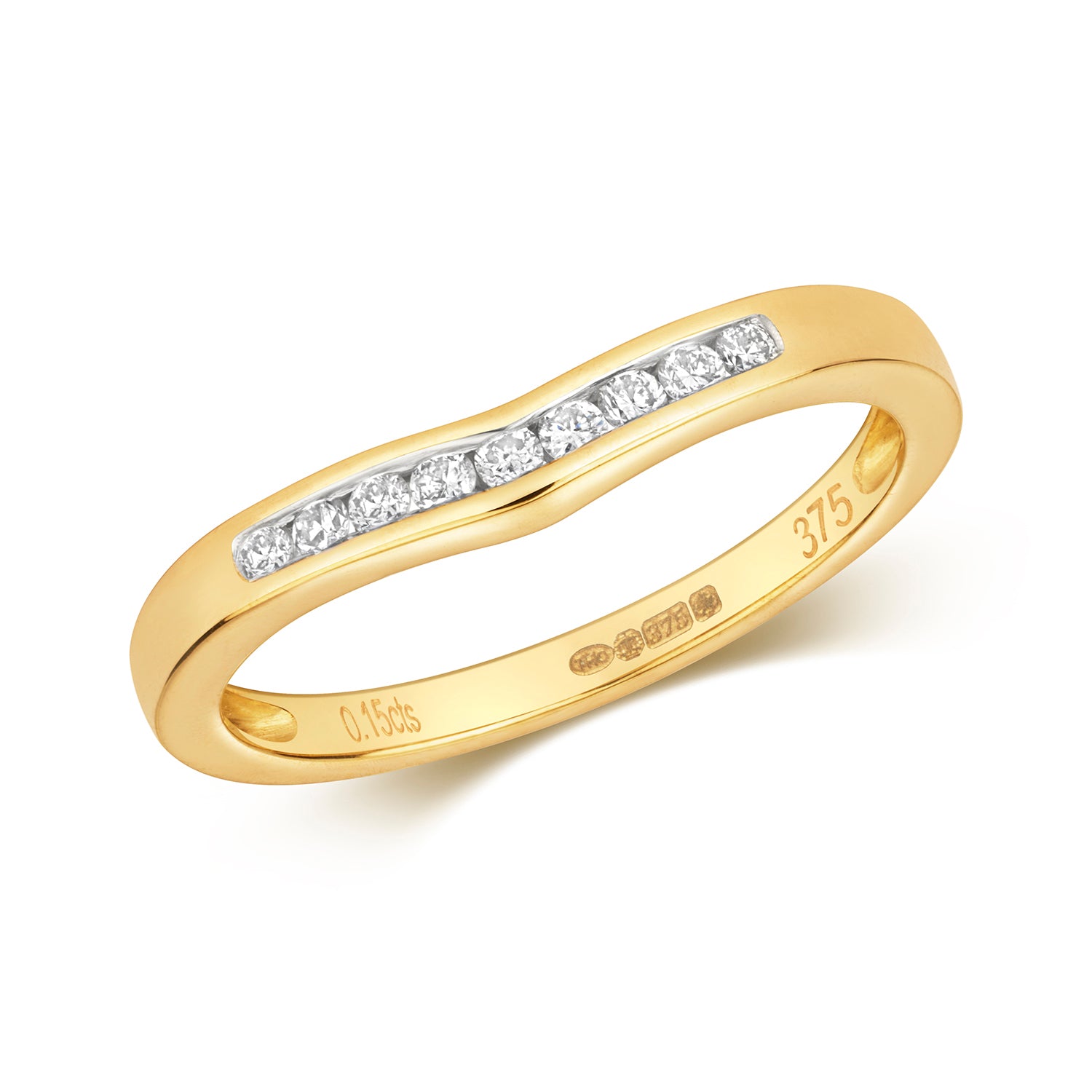 DIAMOND CHANNEL SET SOFT WISHBONE RING IN 9CT GOLD