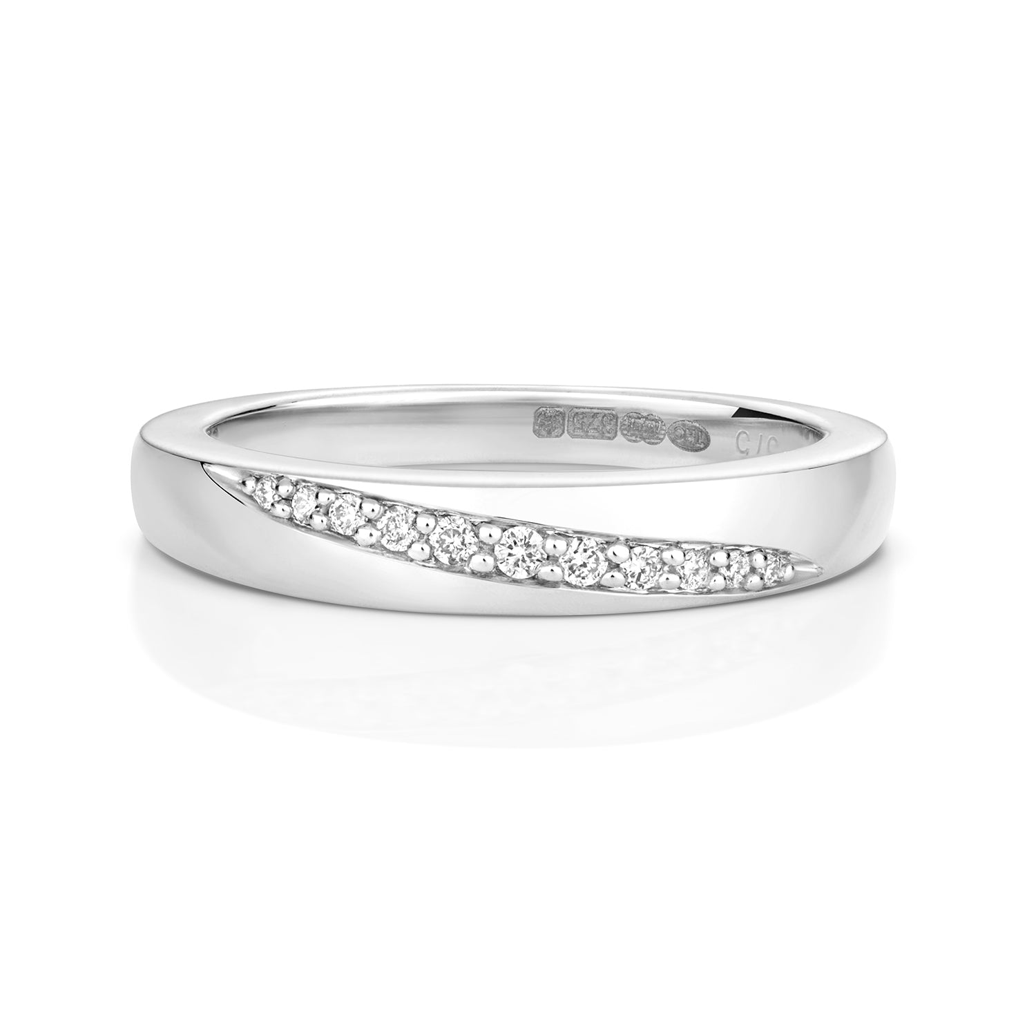 DIAMOND GRAIN SET CROSSOVER BAND IN 9CT WHITE GOLD