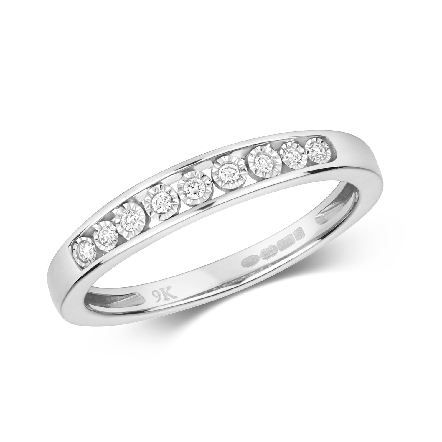 DIAMOND ILLUSION SET HALF ETERNITY RING IN 9CT WHITE GOLD