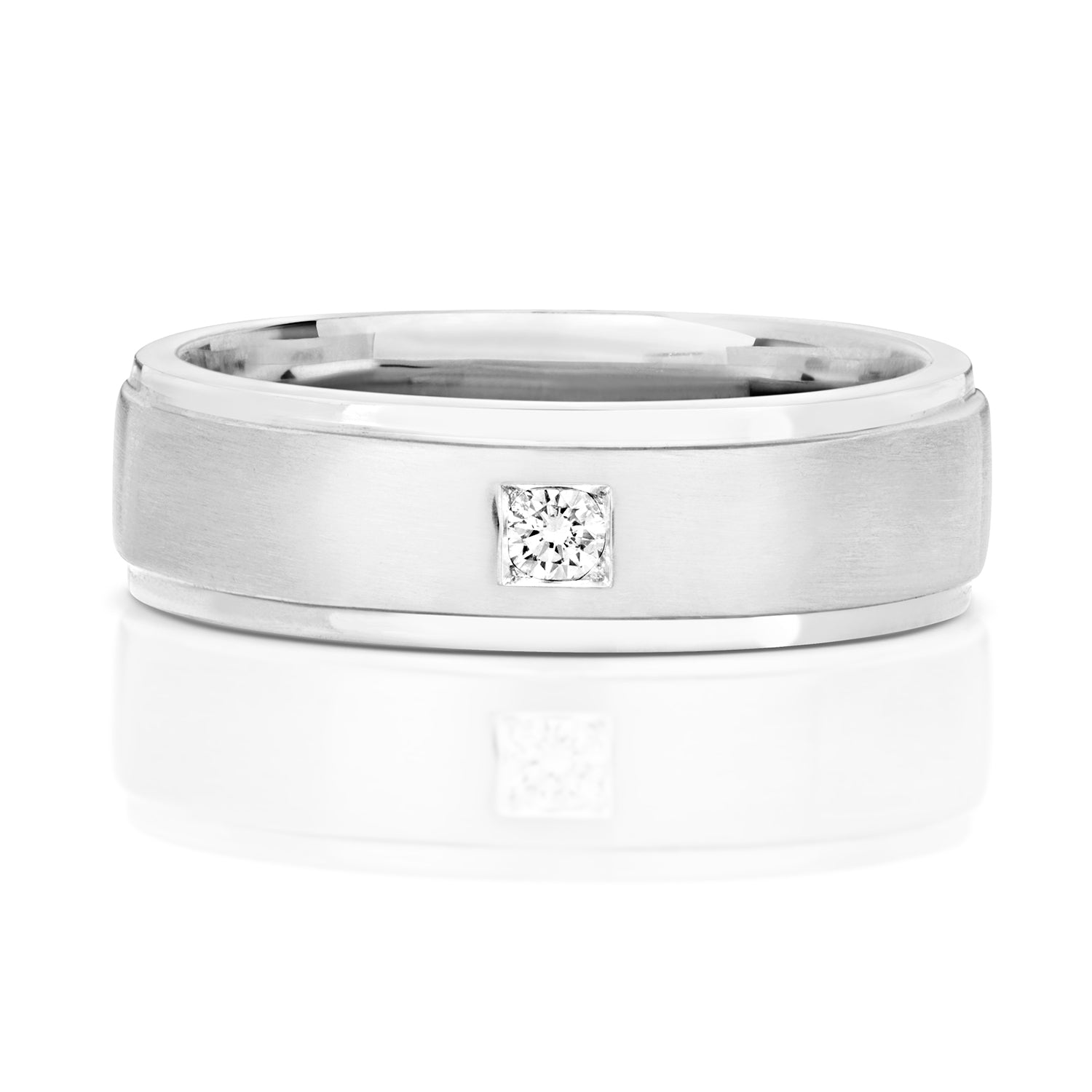 DIAMOND GIPSY SET WEDDING RING IN 9CT WHITE GOLD