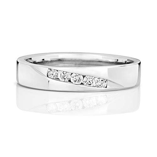 DIAMOND CHANNEL SET CROSSOVER WEDDING RING IN 9CT WHITE GOLD