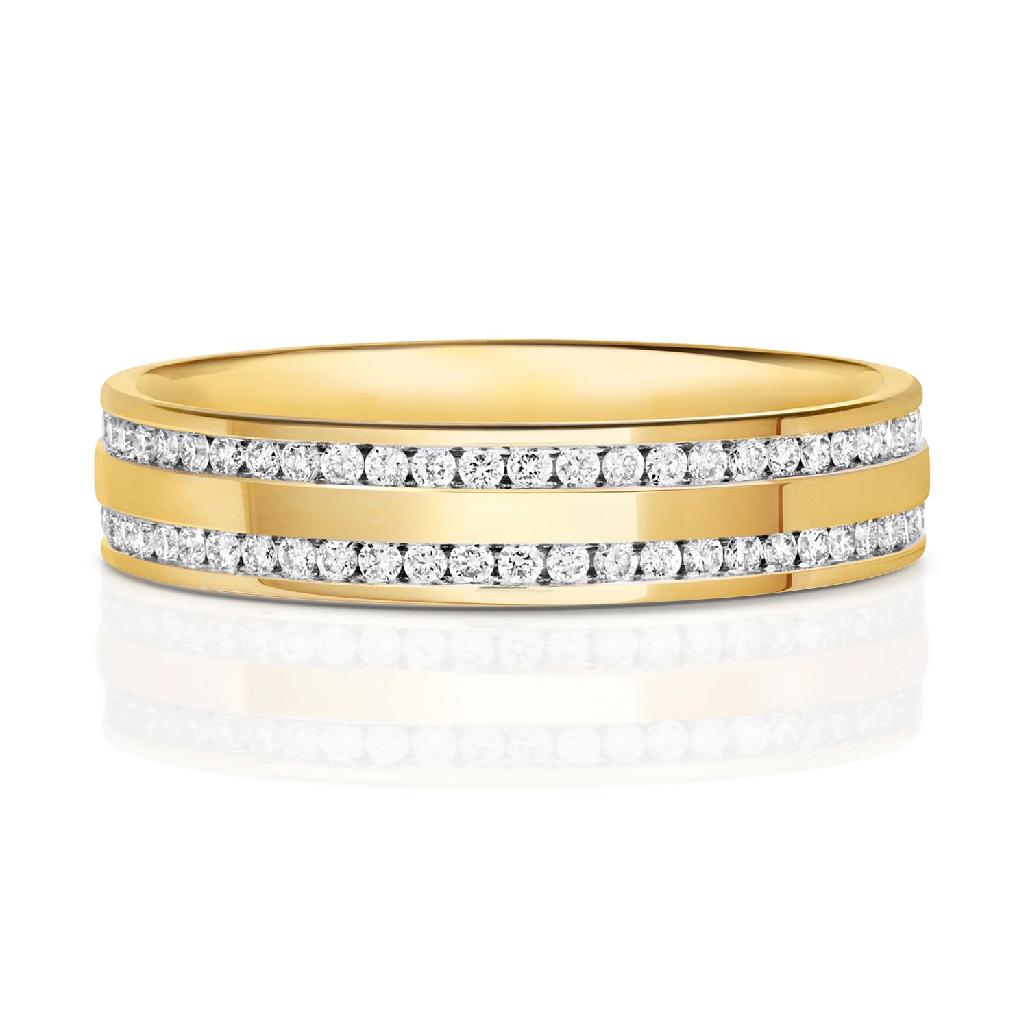 DIAMOND FULL CHANNEL SET 2 ROW WEDDING RING IN 9CT GOLD