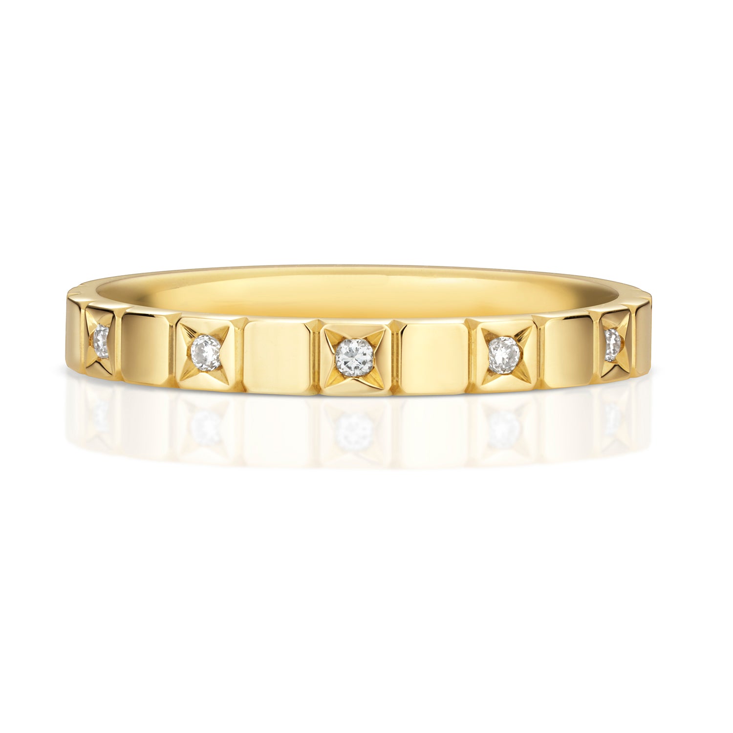 DIAMOND GIPSY SET WEDDING RING IN 9CT GOLD