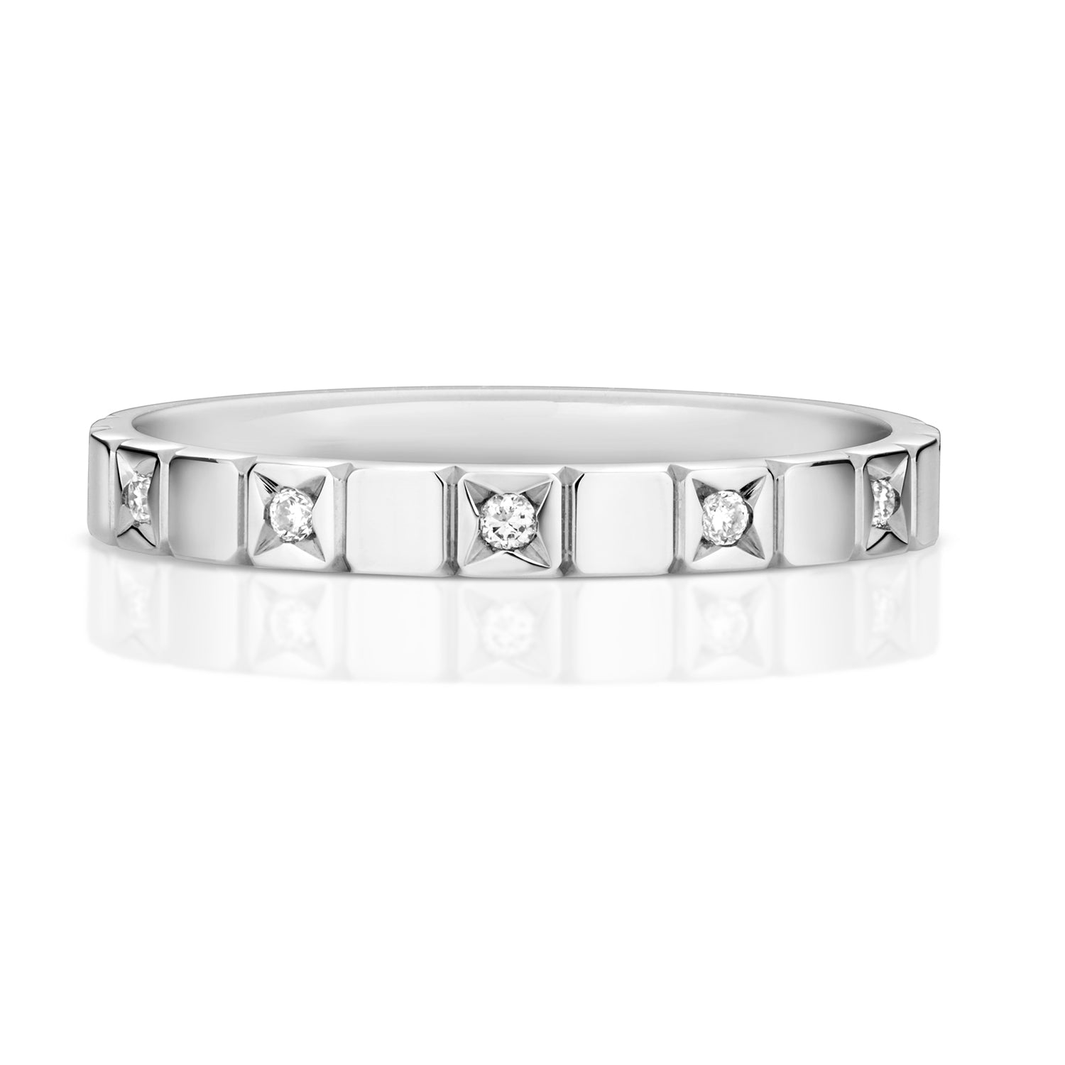DIAMOND GIPSY SET WEDDING RING IN 9CT WHITE GOLD