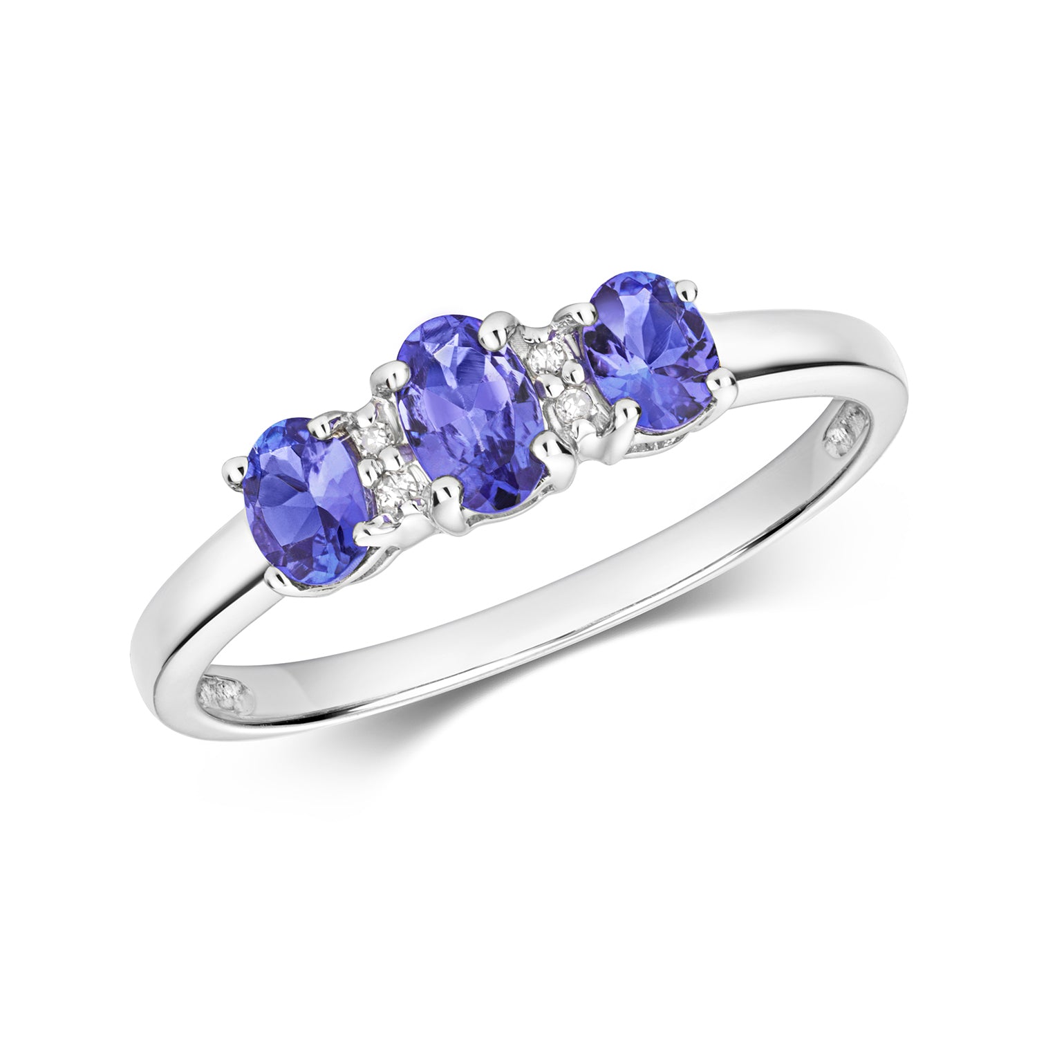 DIAMOND & TANZANITE RING IN 9CT WHITE GOLD