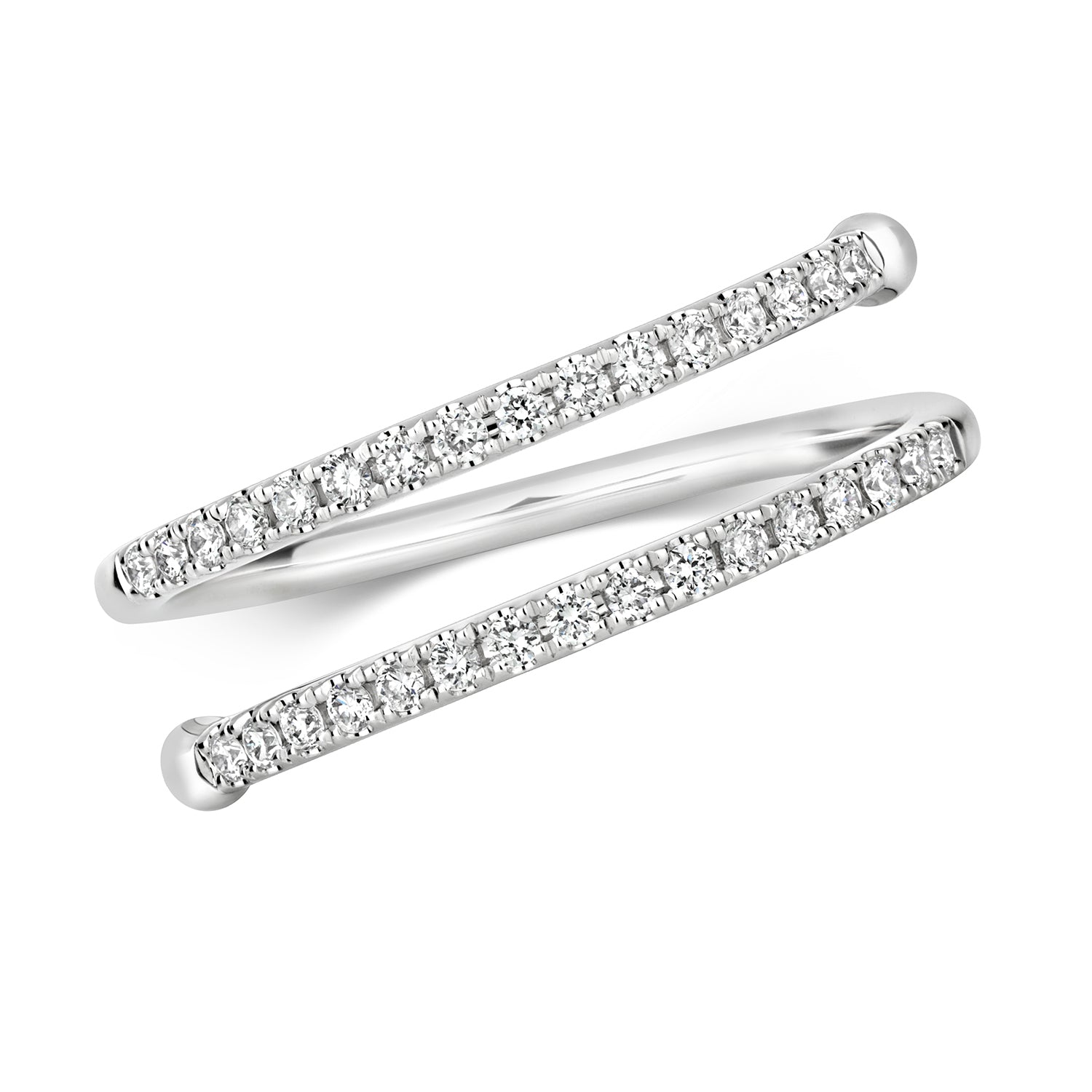 DIAMOND SPIRAL RING IN 18CT WHITE GOLD