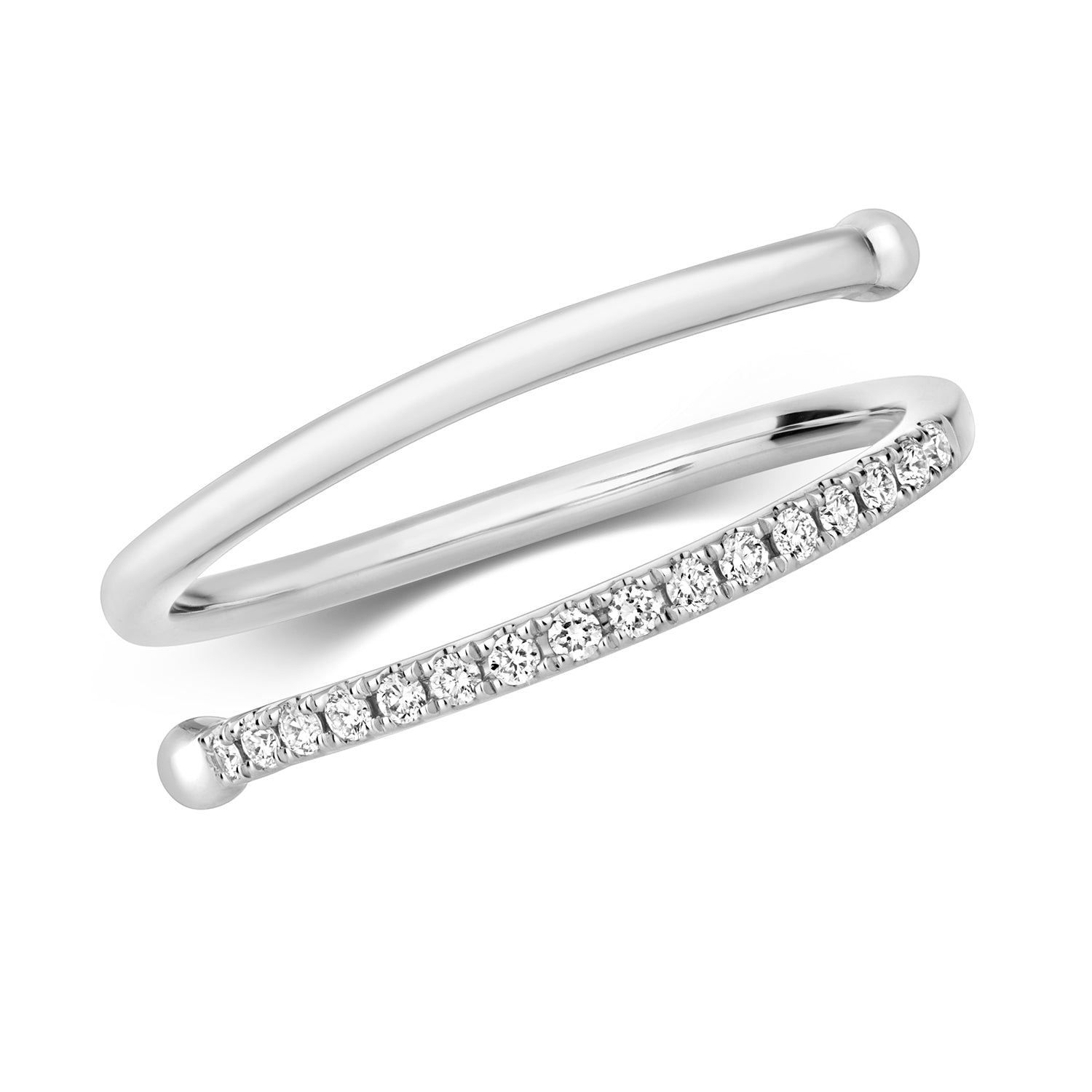 DIAMOND SPIRAL RING IN 18CT WHITE GOLD