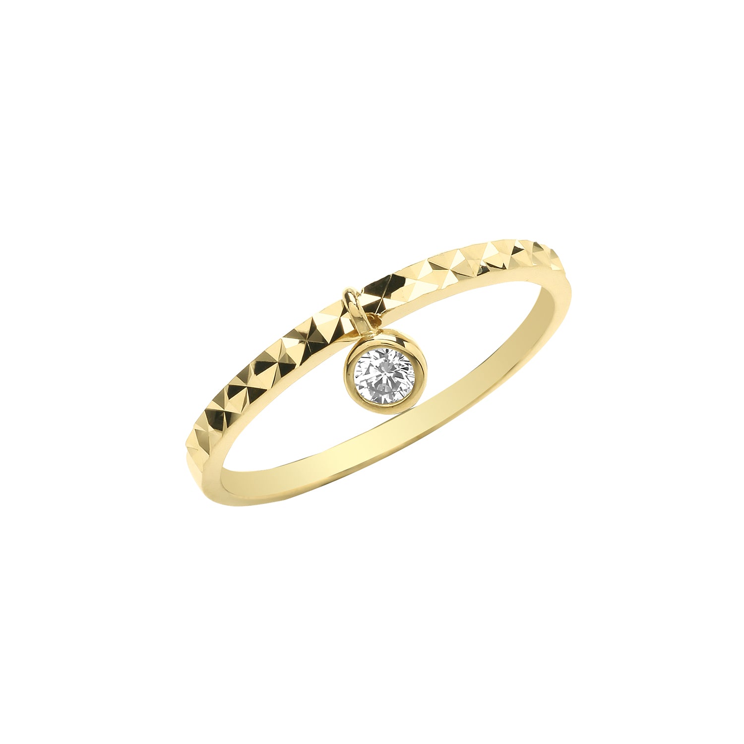 9CT GOLD DANGLING CZ RING