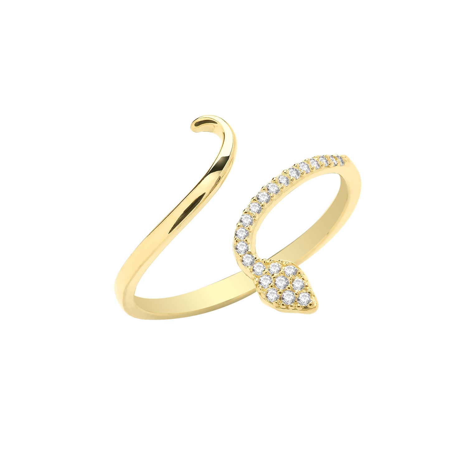 9CT GOLD CZ SNAKE WRAP RING