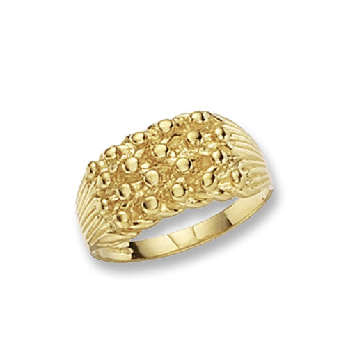 9CT GOLD GENTS' 4 ROW KEEPER RING