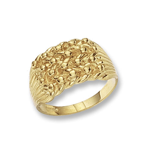 9CT GOLD GENTS' 4 ROW KEEPER RING