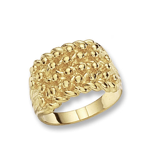 9CT GOLD GENTS' 4 ROW KEEPER RING
