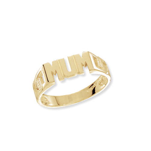9CT GOLD CURB DESIGN MUM RING
