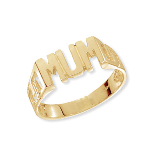 9CT GOLD CURB DESIGN MUM RING