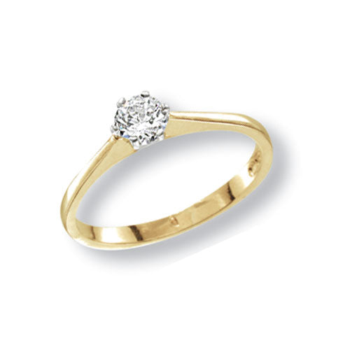 9CT GOLD SOLITAIRE CZ RING