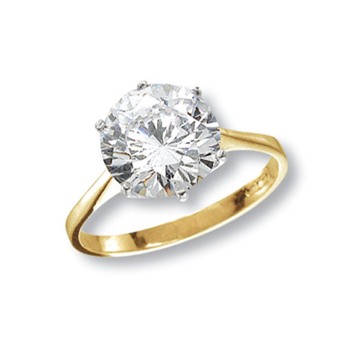 9CT GOLD SOLITAIRE CZ RING