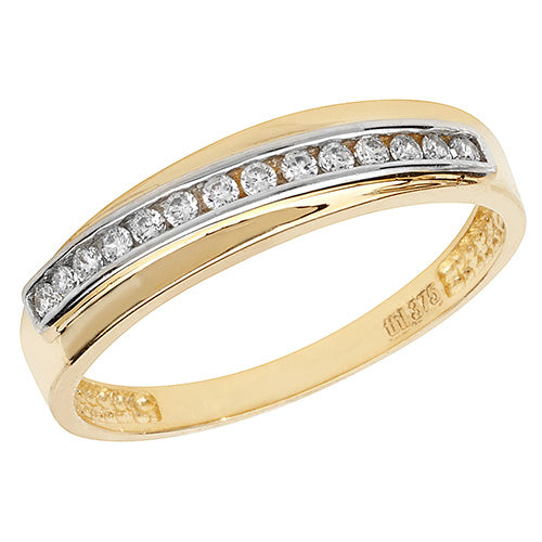 9CT GOLD CHANNEL SET CZ RING