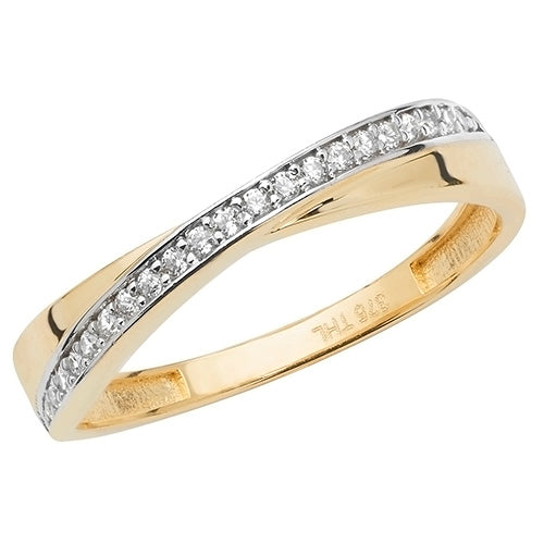 9CT GOLD PAVE SET CZ CROSSOVER RING