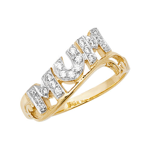 9CT GOLD MUM CZ RING