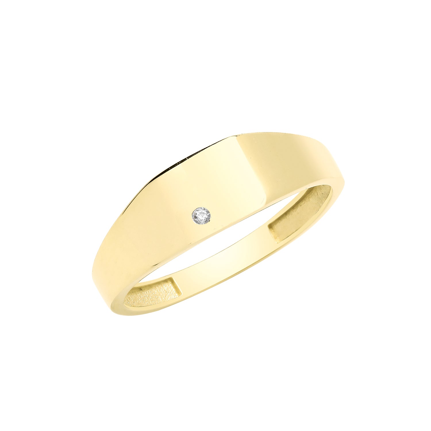 9CT GOLD SQUARE SIGNET RING WITH CZ