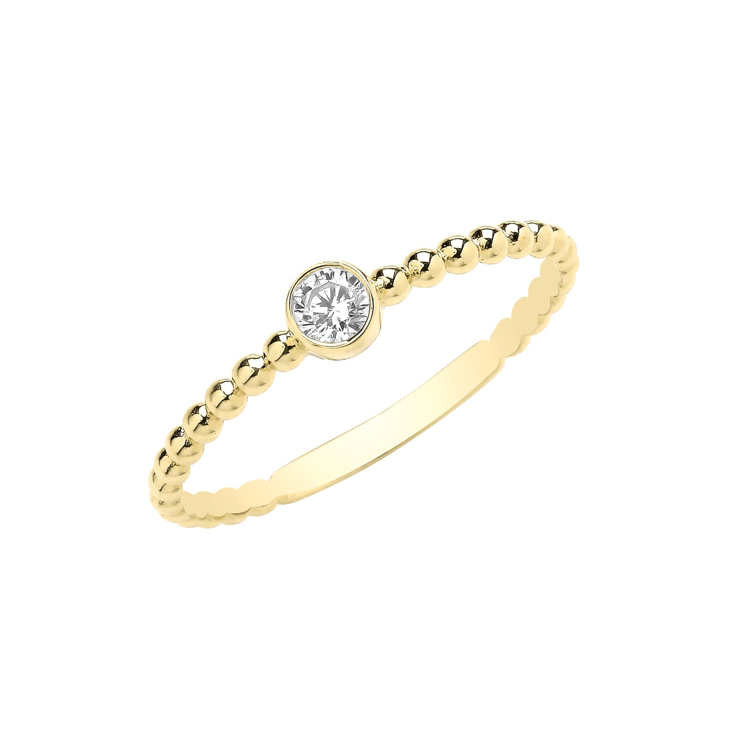 9CT GOLD CZ BOBBLE RING