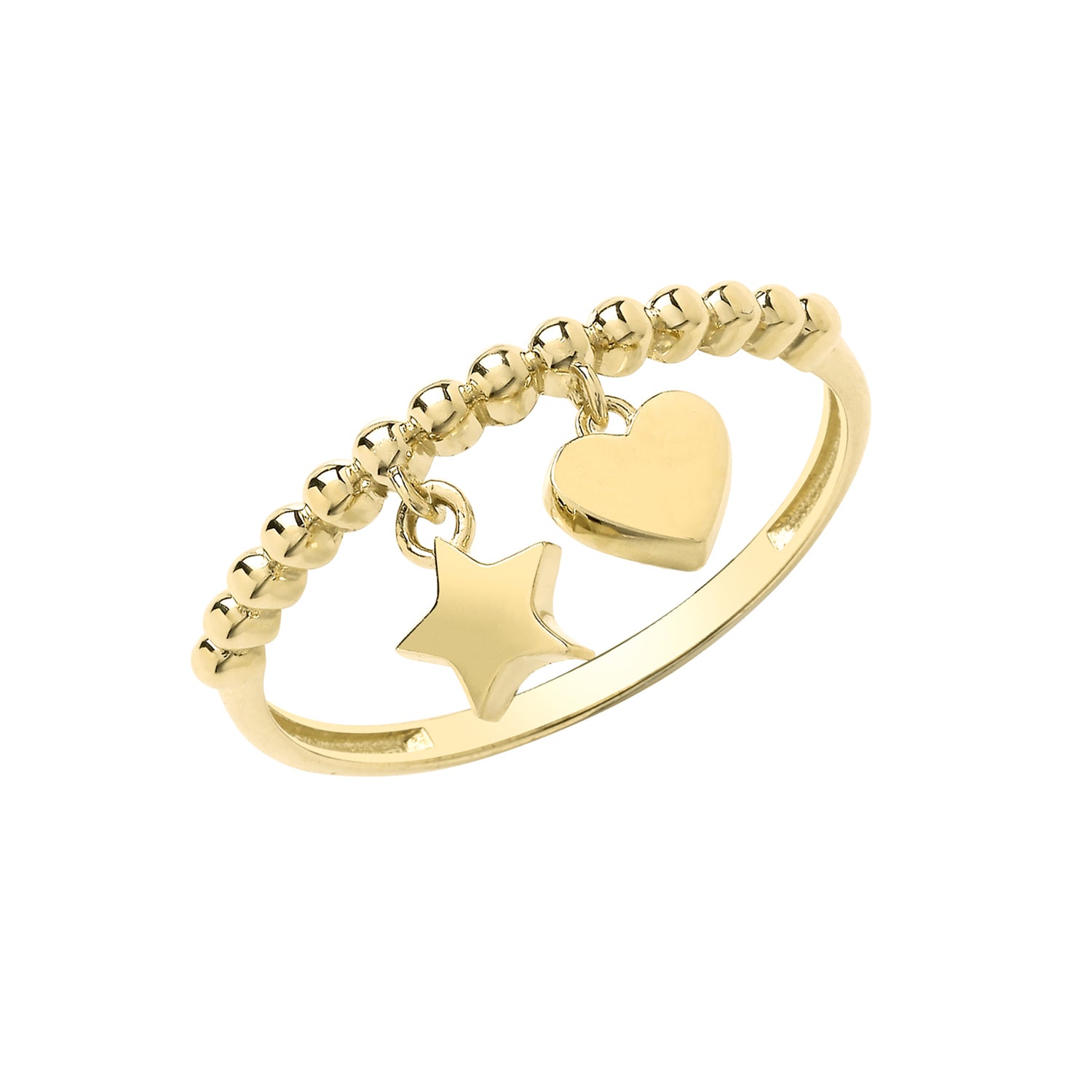 9CT GOLD BOBBLE RING WITH CHARMS