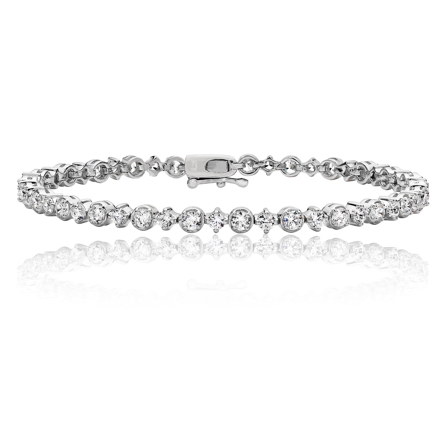 SILVER ROUND COMBO CZ LINE BRACELET