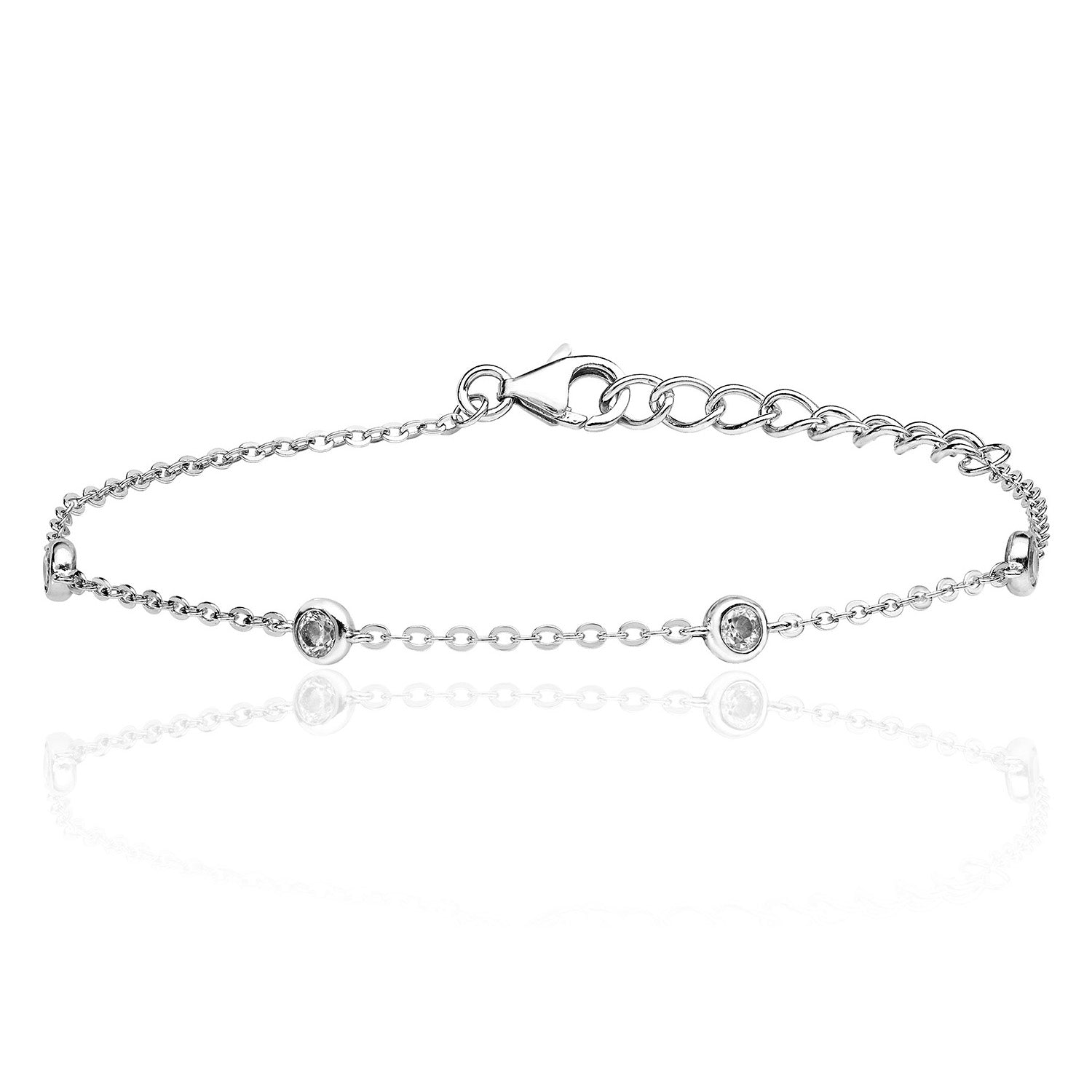 SILVER CHAIN AND RUBOVER SET CZ BRACELET