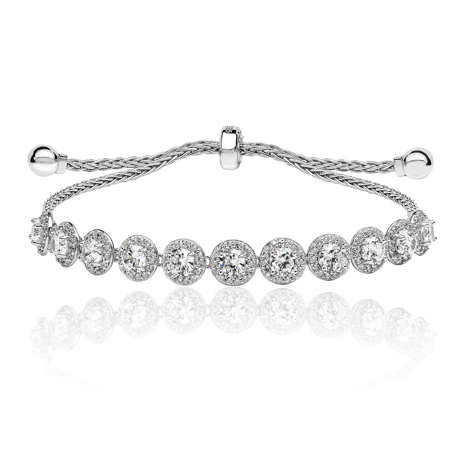 SILVER HALO CLAW SET CZ PULL SYTLE BRACELET