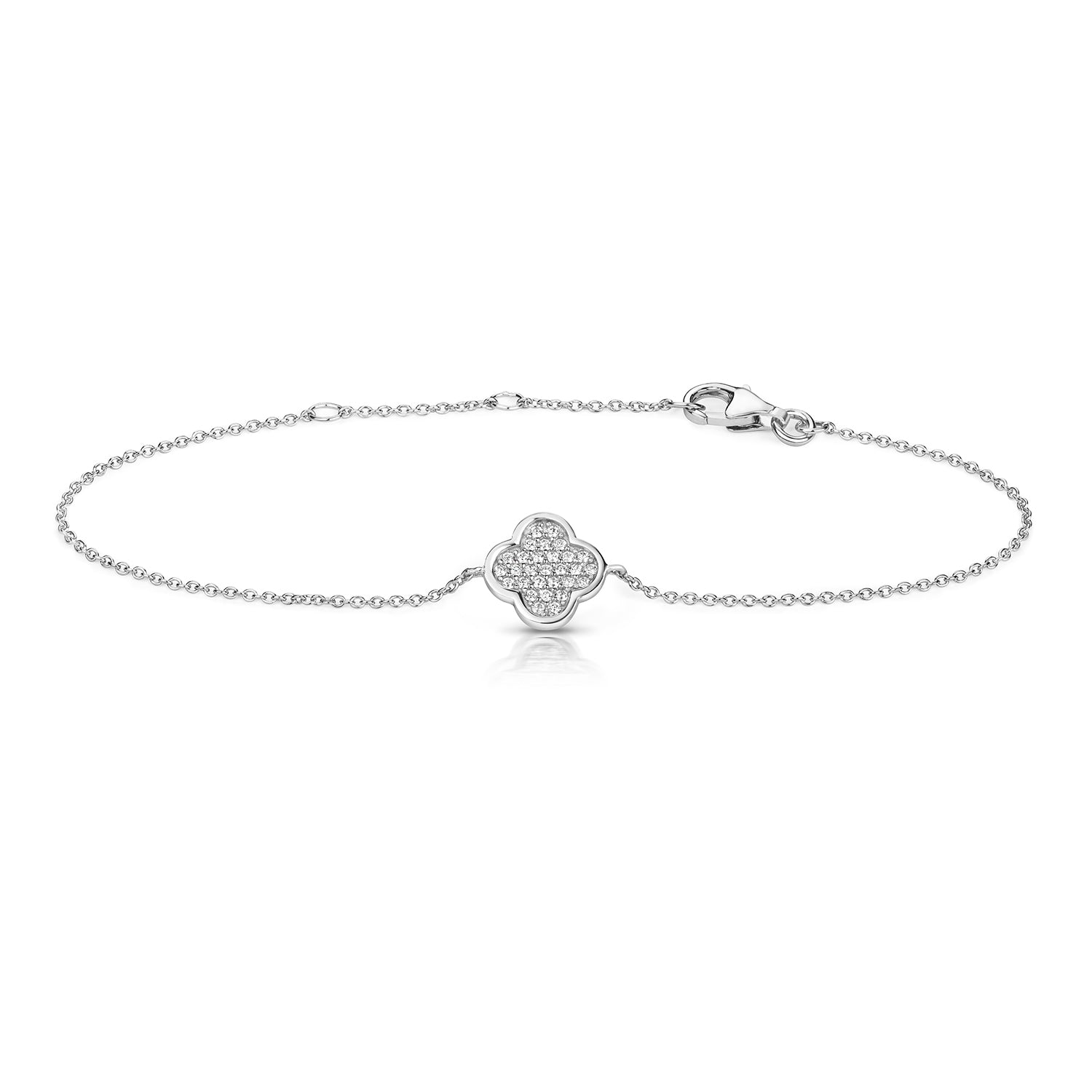 SILVER PAVE SET CZ CLOVER BRACELET