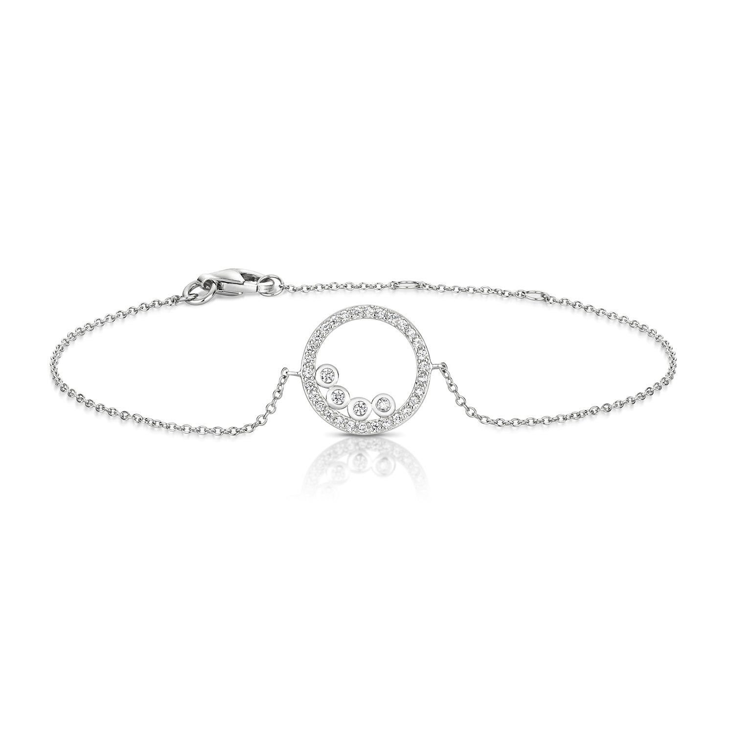 SILVER BUBBLES WITHIN ROUND HALO CZ BRACELET