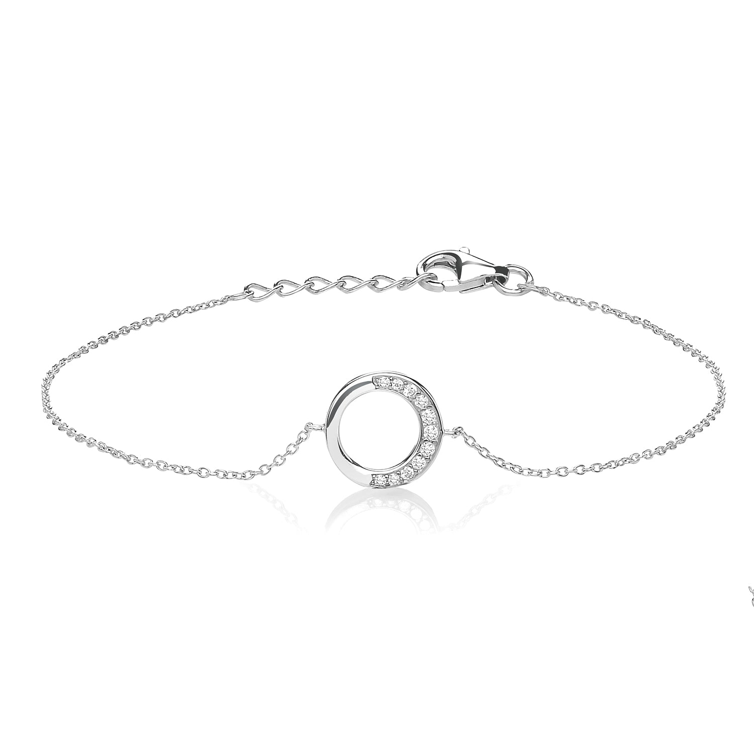 SILVER OPEN CIRCLE HALF CZ BRACELET