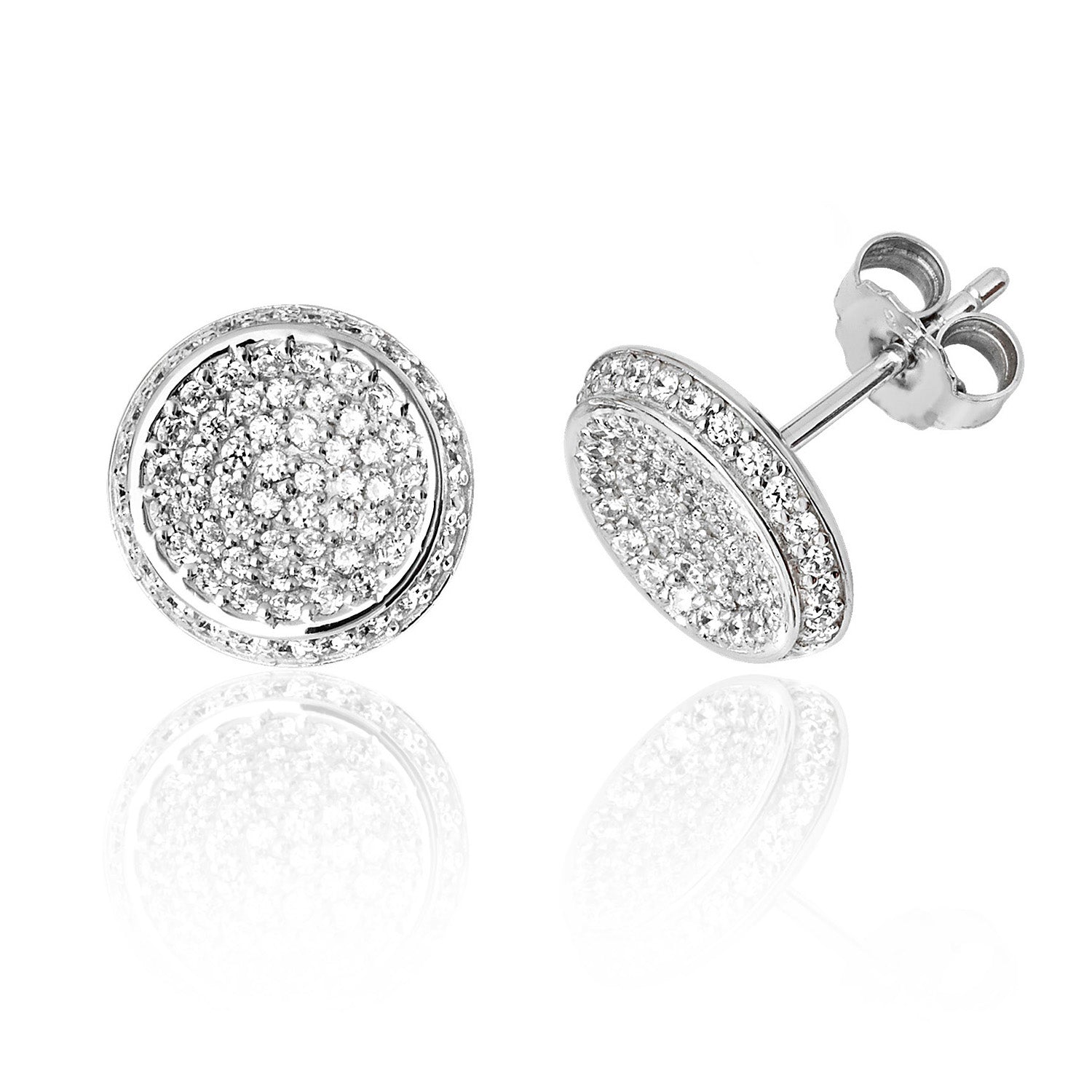 SILVER PAVE SET CZ ROUND STUDS