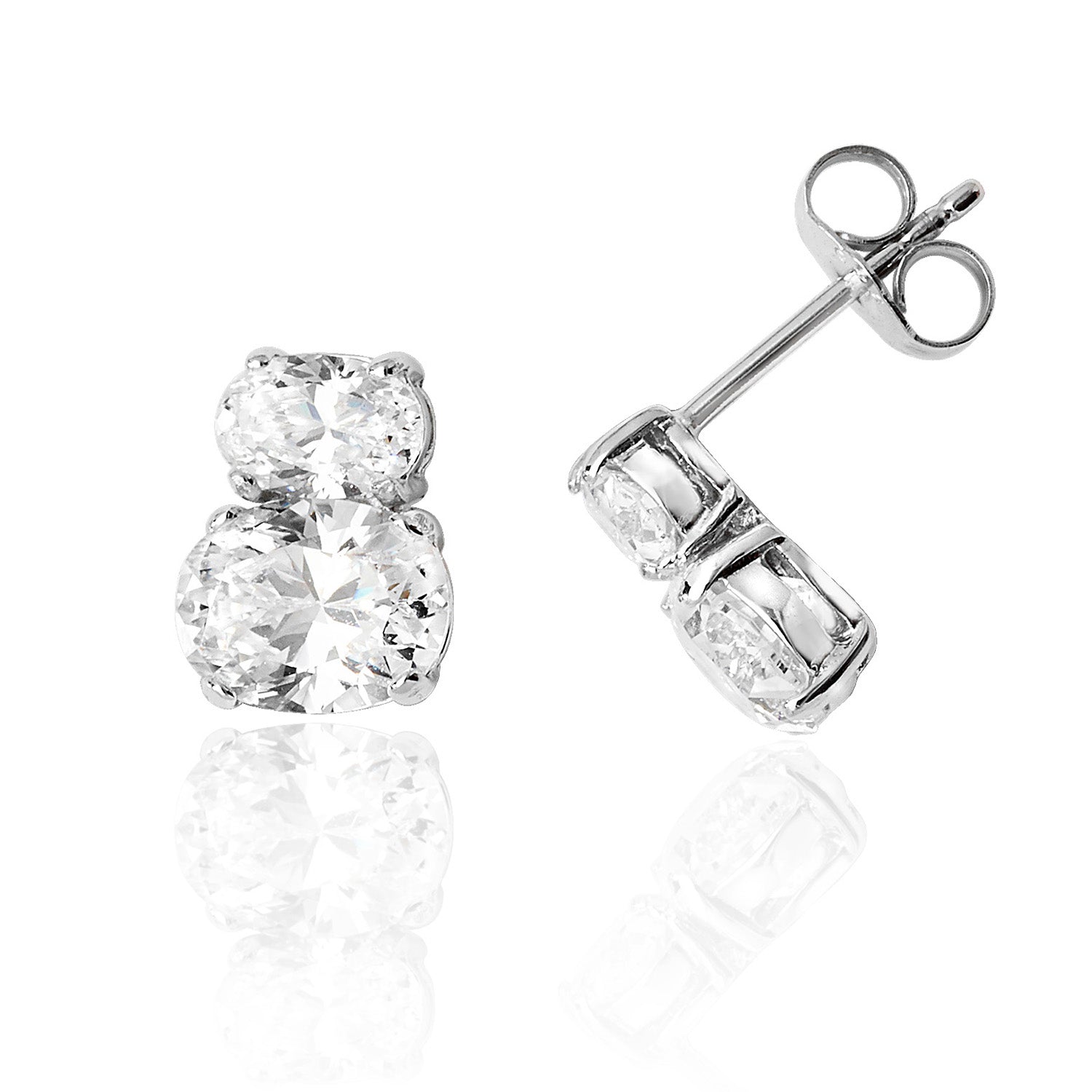 SILVER DOUBLE OVAL CZ STUDS