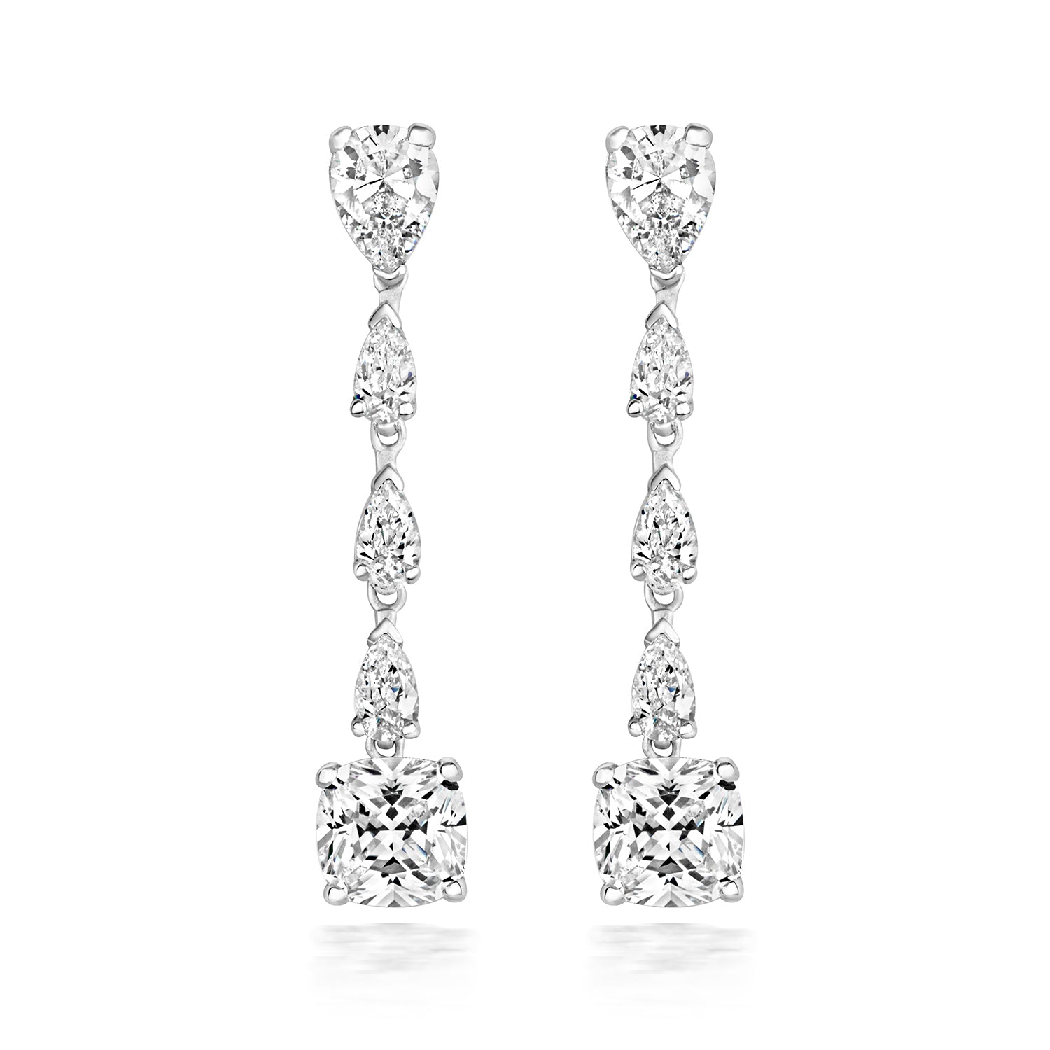 SILVER MULTIPEAR AND LARGE CUSHION CZ DROPS