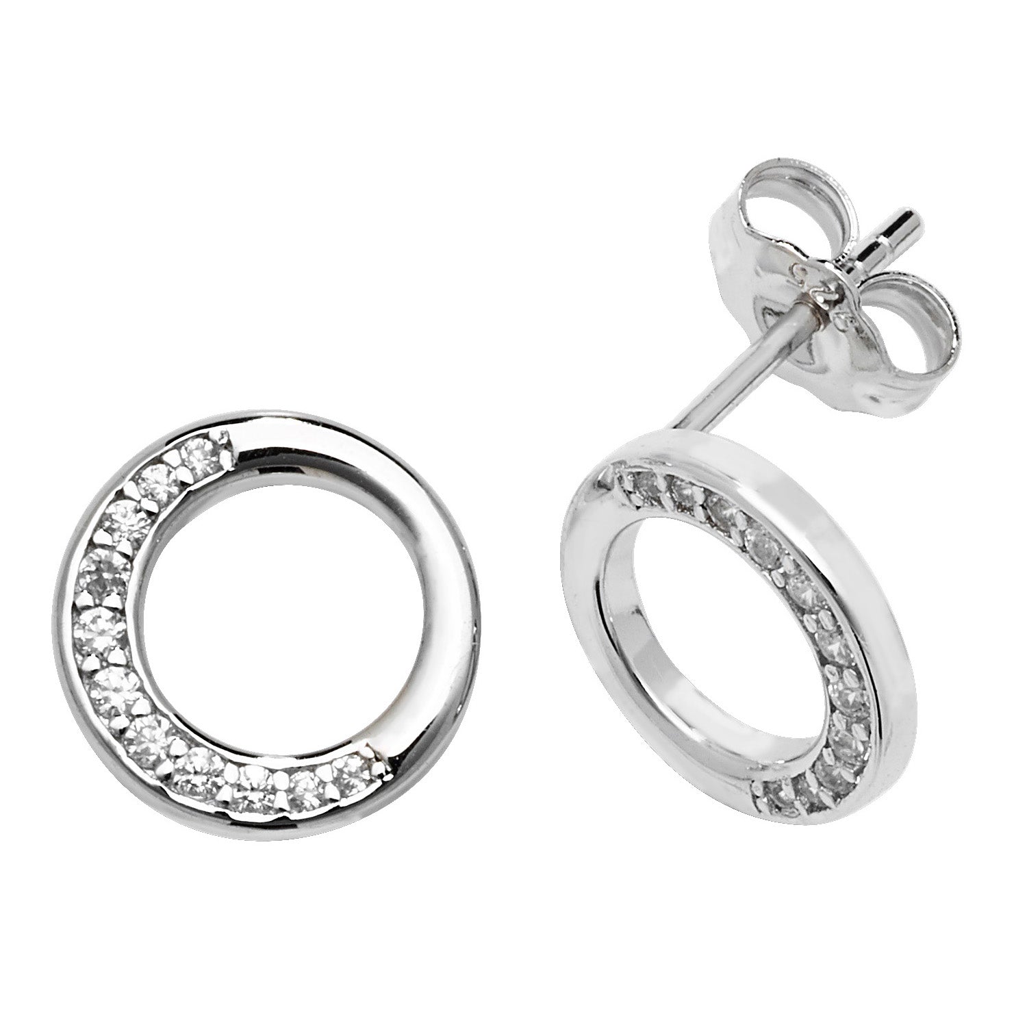 SILVER HALF SET CZ CIRCLE STUDS