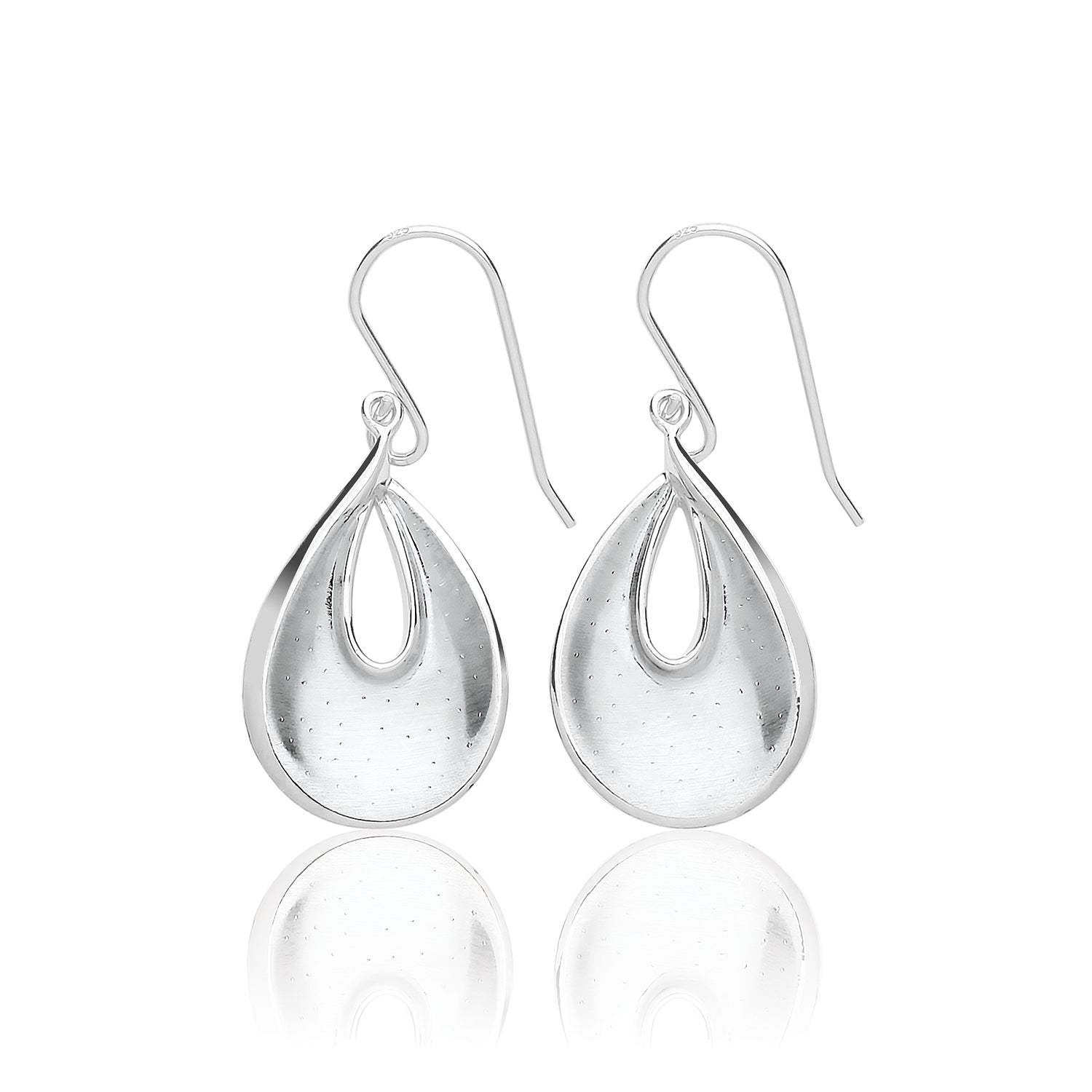 SILVER AND CZ TEAR SHAPE FANCY DROPS