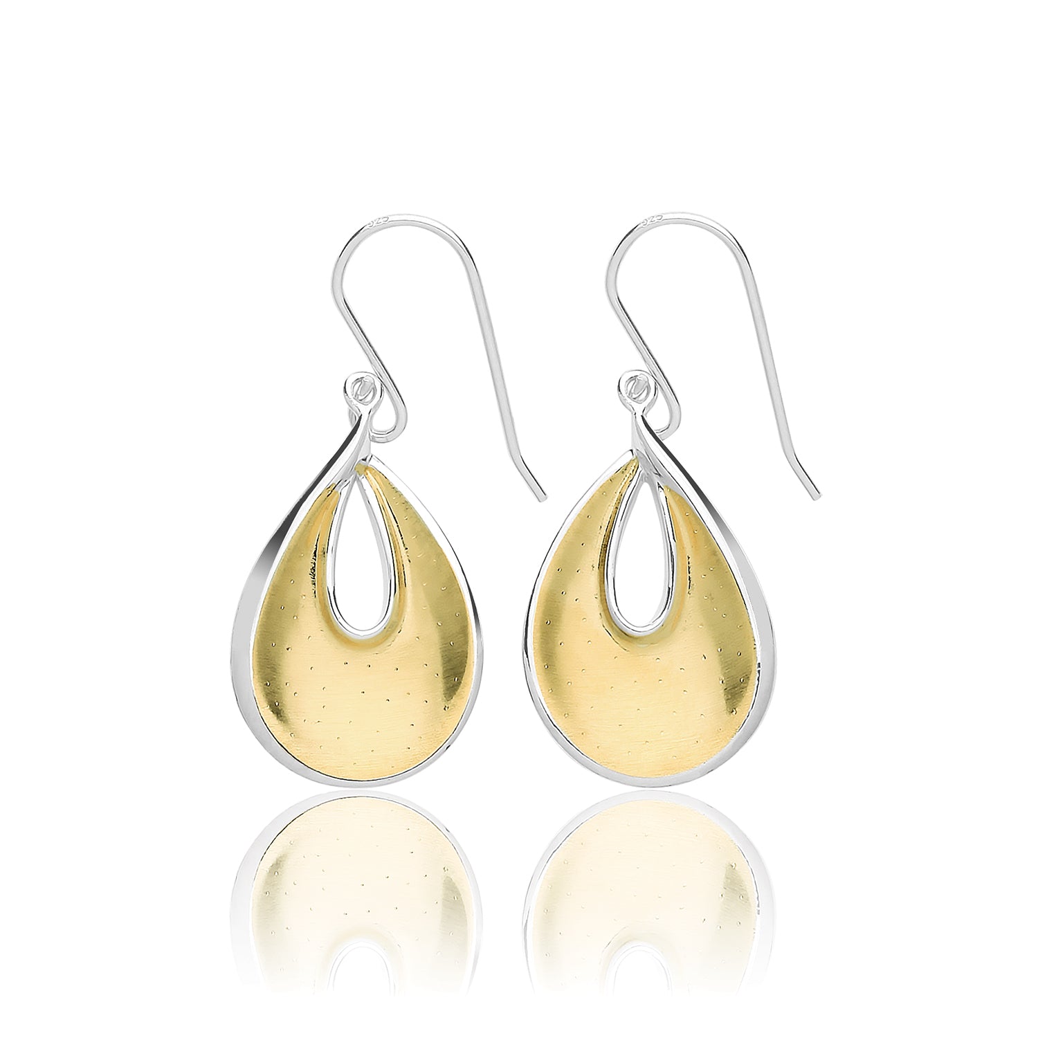 SILVER YELLOW GOLD PLATED AND CZ TEAR SHAPE FANCY DROPS