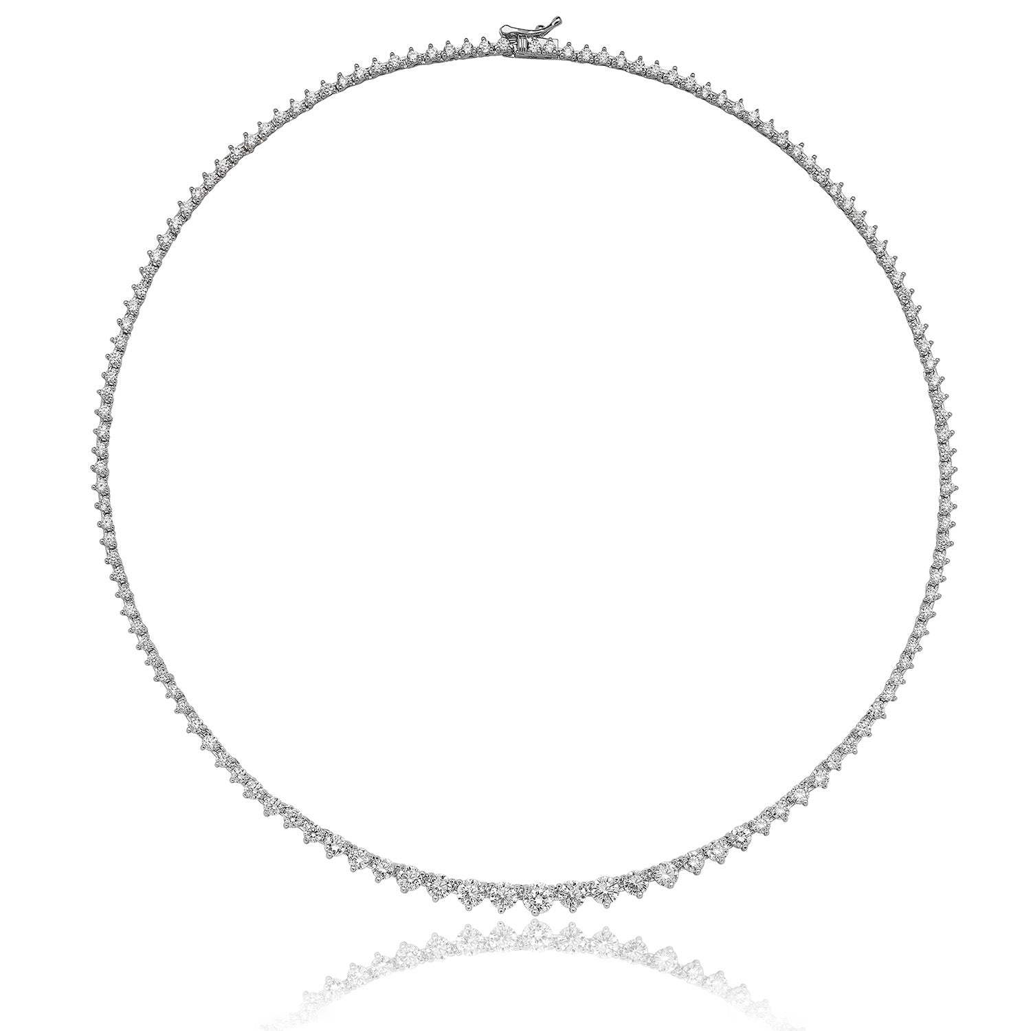 SILVER 3 CLAW SET ROUND GRADUATED CZ NECKLET