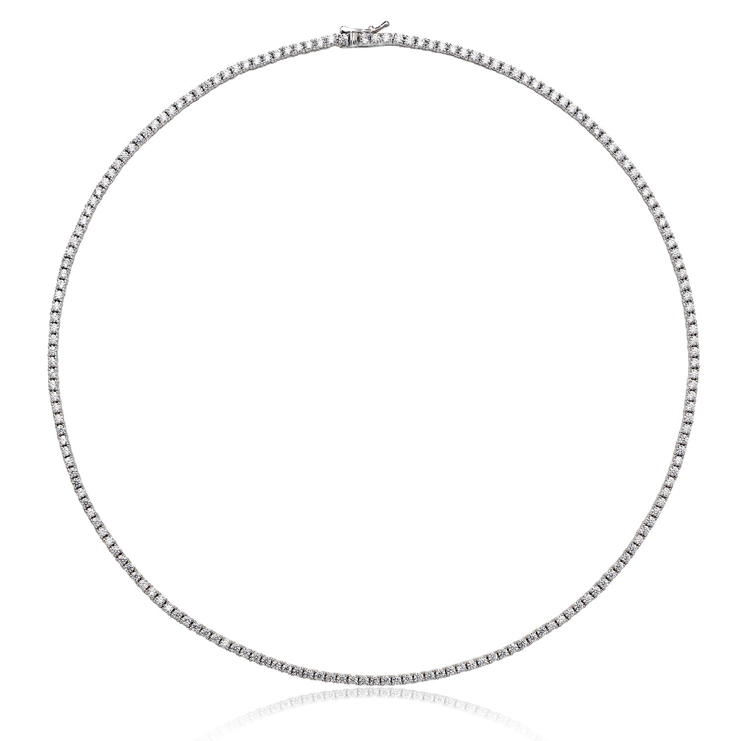 SILVER CLAW SET ROUND CZ LINE NECKLET