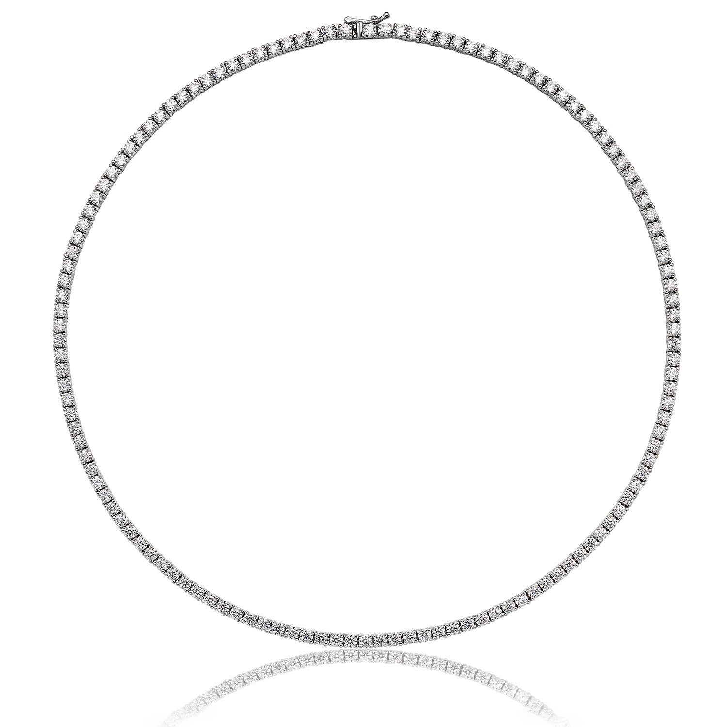 SILVER CLAW SET ROUND CZ LINE NECKLET